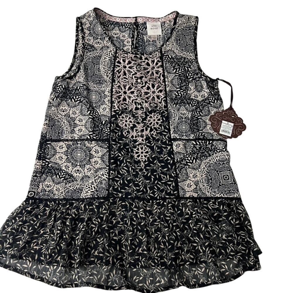 Knox Rose Black and White Patterned Tank Top